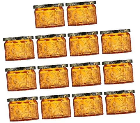NUOBESTY 14stücke Teiliges Mit Glasernen Kerzenbehältern Mit Deckel Achtkantigem Reliefdesign Für Duftkerzenherstellung Und Kreative Aufbewahrung Hitzebeständig Und Vielseitig