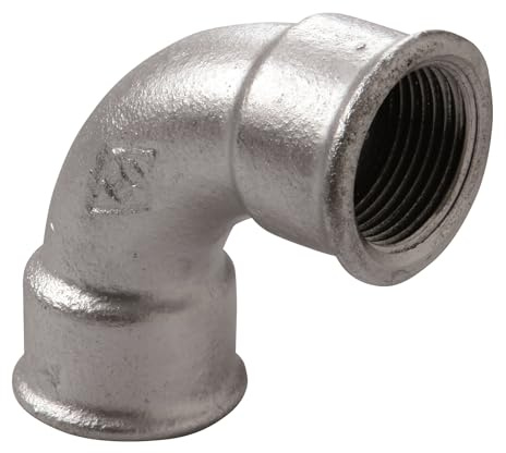 1 Stück - ATUSA Bogen Nr.2a i/i 90 Grad 3 aus Temperguss, verzinkt - Fitting als Bogen zum Erstellen der Richtungsänderung um 90° der Rohrinstallation für Sanitär- und Heizungsinstallation