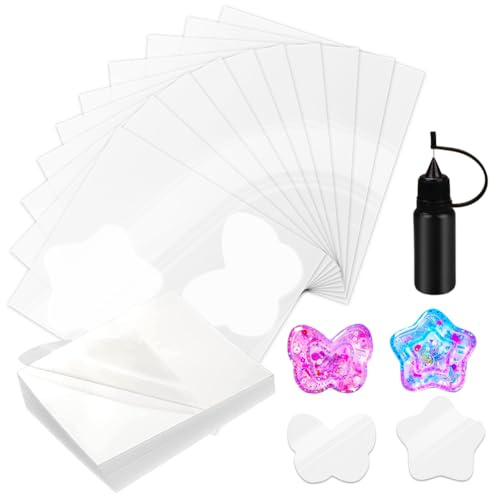 60 Kunstharz Shaker Bastelfolien Kit mit Quetschflasche für Charms Schlüsselanhänger Schmuck Basteln