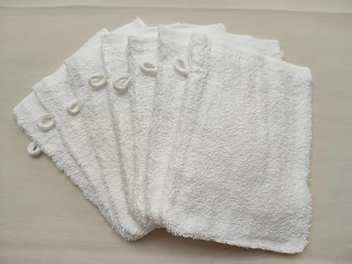 24 x White Premium Cotton Wash Mitts Absorbent Flannel Face Glove Bath