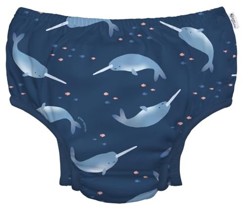 green sprouts Eco Snap Swim Diaper with Gussets - Navy Narwhal - 6mo