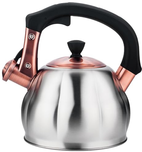 Stainless Steel Tea Kettle for Stove Top Teakettles Stovetop Whistling with Heat Proof Ergonomic Handle 2.5 Quart