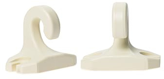 T-TENDA - Ganci a Pavimento per Tenda da Sole a Caduta, Coppia di Ganci ad Uncino per Agganciare la Tenda sulla Ringhiera o al Pavimento, in PVC, Made in Italy, Colore Avorio