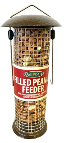 Oakdale Hanging Peanut Bird Feeder | Includes Premium Peanuts | Wild BirdFeeder for Garden | Easy Fill & Clean | Attracts Woodpeckers and Nuthatches | Wild Bird Feeders For Hanging Station UK