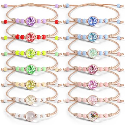 14pcs Friendship Bracelet, Matching Bracelets, Multicolor of Flowers | Adjustable, Hand Made, Perfect For Party Bags, Birthday Gifts