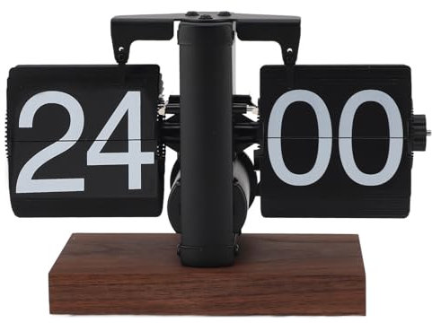 Fabater Flip-Tischuhr, 24 Stunden Digitale Mechanische Retro-Klappuhr, Batteriebetriebene Schreibtisch-Tischuhr mit Großer Zahl, Flip-Clock mit Internem Zahnradbetrieb, Heim Bürodekoration