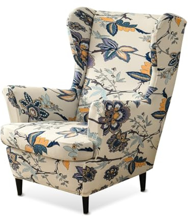 Gugxiom coprisedie Wingback Set di 2 pezzi, coprischienale lavabile, protezione per sedie Wingback Camera da letto Soggiorno Hotel (Fata viola)