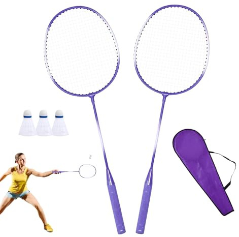Ensemble de raquettes de badminton - Ensemble de raquettes de badminton portable pour adultes - Kit de badminton d'intérieur - Équipement de sport pour adultes, adolescents, enfants, loisirs et