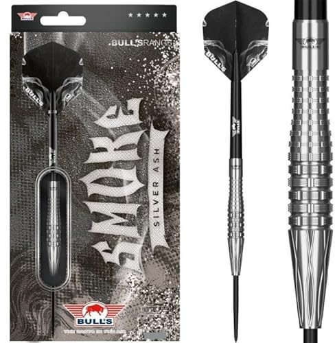 Bull's Smoke 90% Tungsten Steeldart - 23g | Elegantes Silver Ash Design mit raffiniertem Grip