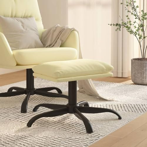 Xichuzi Fußhocker, Hocker, Fussbank, Fuß Hocker, Fußschemel, Couch Hocker, Beinhocker, Niedriger Hocker, Ottoman Stool, Creme 60x60x39 cm Kunstleder