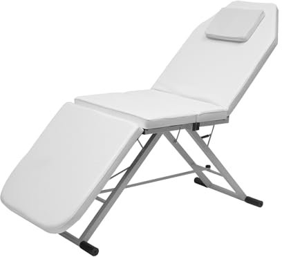 NIGORIY Massageliege Klappbar 180x60x60cm Massageliegen 250kg Tragfähigkeit Kosmetikliege 5cm Matratzendicke 3 Zonen Massagebett Massagetisch Massage Liege (Weiß)
