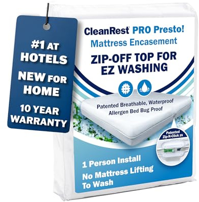 CleanRest PRO Presto! Zip-Off Top Mattress Encasement for EZ Washing, Twin Size, Waterproof Mattress Protector - Bed Bug, Dust Mite & Allergen Proof - 1 Person Install, No Mattress Lifting to Wash