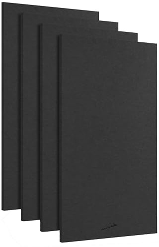 AudioSilk Acoustic Panels, 4 Pack ROOM KIT, Large, 116 x 58cm, Black