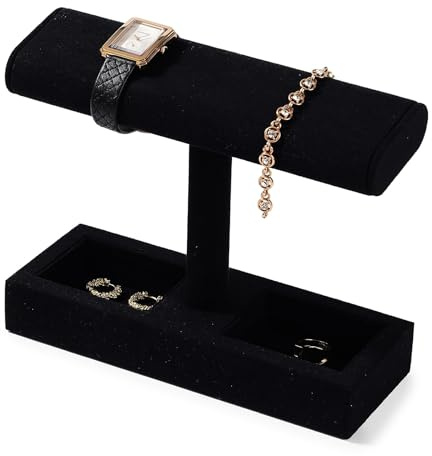 Papten Watch Display Stand Microfiber Watch Holder Men and Women Suitable for Storing and Displaying Watches,Bracelets, Rings,Cufflinks.（Black）