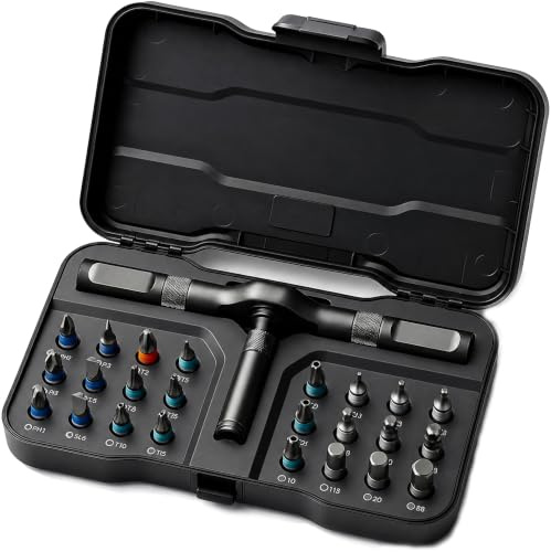 24 in 1 Magnetic Screwdriver Set, DIY Ratchet Screwdriver Set, Multifunctional Toolbox with Detachable Ratchet Handle, Portable Precision Repair Tool Kit for Furniture Computer Bicycle (Black)