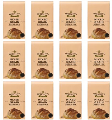 Wright's Baking Mixed Grain Bread Mix 12X500g – High Fibre, Low GI, Multi-Seed Flour Blend – Easy Bake for Bread Machines & Hand Baking – Soft, Nutritious Loaves & Rolls – Vegan, Freezer-Friendly