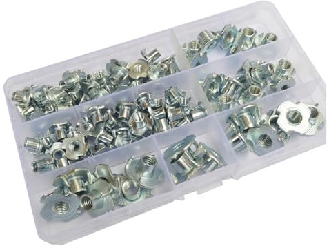 Dado scorrevole a T, dado scorrevole a T filettato, dado scorrevole a T in acciaio spesso 90 pezzi M4 M5 M6 M8 zincato a quattro griffe, dado for altoparlante a T, dado a T con punte cieche, testa a m