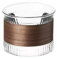 GOEDCH Ensemble de Tasses à Expresso: 4 Tasses à Café en Verre de 180 ml, Transparente avec Anneau en Bois Massif, Cappuccino en Verre pour Les Amateurs de Café