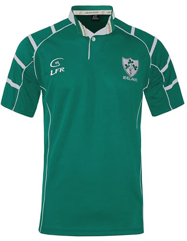 Malham USA Irland Rugby-Trikot, besticktes Kleeblatt-Wappen, atmungsaktives Kurzarm-Shirt