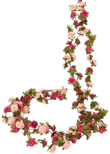 PacuM 3 Stück 2,45M Blumengirlande Künstlich Blumen Girlande Simulation Blumengirlande Deko Biegsam Kunstblumen Girlande Blumen Blumenranken Künstlich für Dekoration Wänden Türen Fenstern