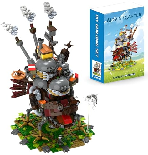 PlaySynthe Anime Moving Castle Bausteine Bausatz, MOC Mobiles Schloss DIY Modell Spielzeug, Magische Architektur Klemmbausteine, Geschenk für Anime Fans, 1173 Teile