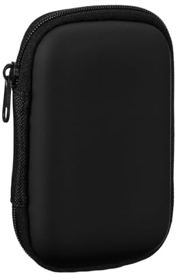 sourcing map Earphone Case,EVA Hard Shell Zipper Bags 4.53x3.15x1.38inch Portable Earbud Carrying Case Storage Bag for In-Ear Headphones USB Charging Cable, Black 80x35x115mm