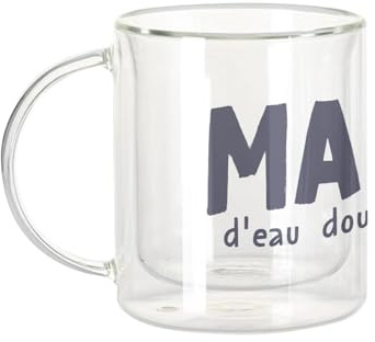 Fabulous Mug Verre Double Paroi - Marin d'Eau Douce Expression Humour France Bateau - Tasse a Cafe et The Isotherme 330ml Effet Suspendu Anti-Brulure Imprime en France
