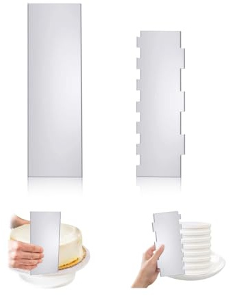 Ruvan 2 espátulas para tartas, 2 en 1, raspador lateral, peine para decorar tartas, para diferentes formas de bordes de pastel de peine, para glaseado, mousse, decoración de pasteles, cocina DIY