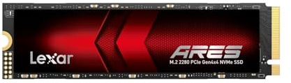 Lexar ARES 4TB SSD, M.2 2280 PCIe Gen4x4 1.4 interne NVMe-SSD. Bis 7.400 MB/s Lesen & 6.500 MB/s Schreiben. Für PS5, PC, Laptop, Gamer, Gestalter, Fachkräfte.