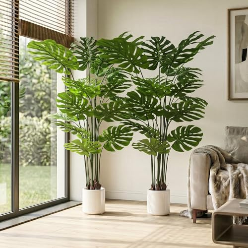 BEAUTYPEAK 160cm Monstera Künstliche Pflanze Wie Echt mit Weißem Topf