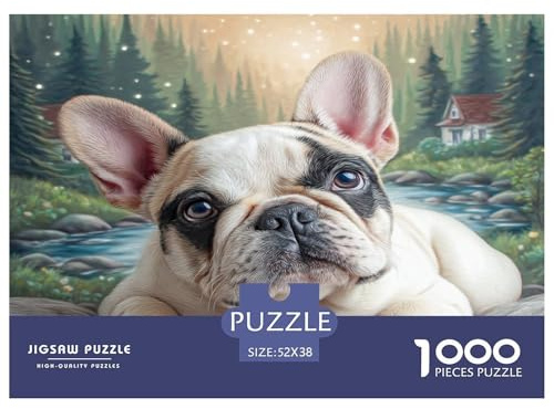 Puzzle con Carta Riciclata Cane Carino per Bambini Età 14 & Up - 1000 Pezzi Beagle in Prato di Fiori Selvatici Serata di Gioco in Famiglia 52x38cm/1000pz