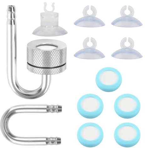 YUE QIN CO2 Diffusor Aquarium Aluminiumlegierung mit Saugnäpfen und U-Pipe | CO2 Diffusor Zubehör Kohlendioxid Diffusor für Aquarium Süßwasserfischpflanzen