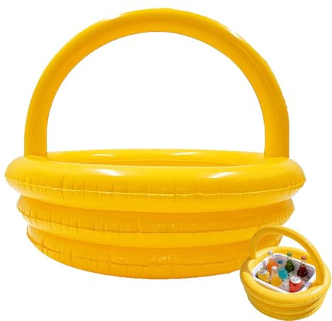 GUUZETU Cesta de Regalo Inflable Grande de Pascua, Cesta Gigante para Piscina con asa, contenedor Redondo portátil para Caza de Huevos de 24.8 in, bañera enfriadora para Fiestas, jardín, césped