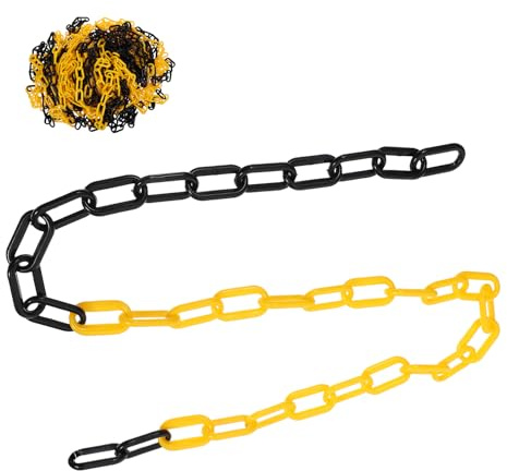 FENICAL Cadena de Barreras de Plástico Negro para Seguridad en Construcción, Fácil de Usar Máxima Visibilidad para Exteriores y Almacenes