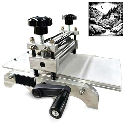 VEXYTRRON Linoldruck Bausatz Holzschnitt Kupferdruck,Robuster Stahlrahmen Tischdruckpresse Struktur,Flachbett Druckpresse Platte,Farbwalze Studio Bildende Kunst Set
