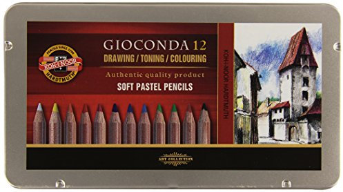 Koh-I-Noor GIOCONDA 8827 - Zeichenset Pastellstifte/Pastellkreiden in Metallbox, 12er Set