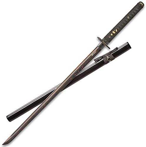 Shinwa Black Knight Handmade Katana Sword - Color & Sword Set Options | Hand Forged Full Tang Blades | Faux Ray Skin Wrapped Handles | Sleek & Stylish Swords for Cosplay or Martial Arts Training