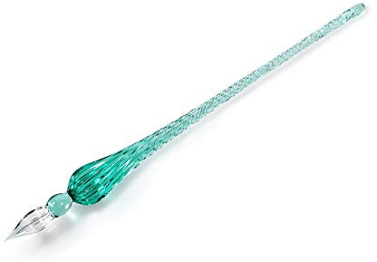 molshine Härdad glaspenna, handgjord kristall, kalligrafipenna, härdad signaturpenna, för konstnär, kvinnor, män, tonåringar, skriver teckning dekoration gåvor (ljusgrön)