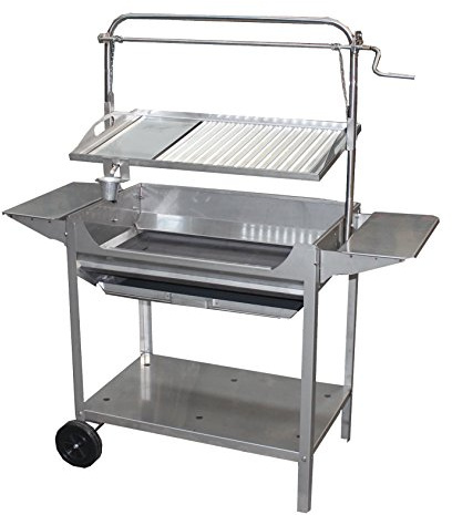 IMEX EL ZORRO – Barbacoa Inoxidable con Parrilla y Plancha | 124x50x140 cm | Gran Capacidad con Carro, Ruedas y Bandejas Laterales | Ideal para Exteriores con Carbón y Leña