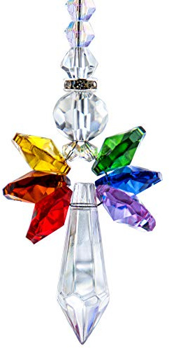 Regenbogen-Schutzengel-Kristall-Sonnenfänger für Zuhause/Auto-Dekoration & Veranda-Dekor & Behänge, Kristallglas-Ornament für Weihnachtsbaum, Weihnachtsschmuck für Baum, Geschenk für Mütter, Frauen