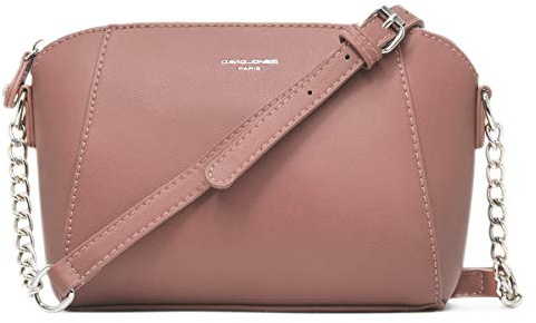 David Jones - Pequeño Bolso Bandolera Mujer - Bolsos de Hombro Cruzados Cadena Cuero PU - Mensajero Clutch Embrague Noche - Messenger Crossbody Bag - Pochette Piel Cremallera Elegante - Rosa