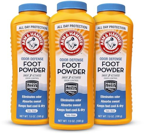 Arm & Hammer Foot Powder for Shoes & Feet, Talc-Free Odor & Moisture Control for Men & Women, 7 oz (3 Pack)