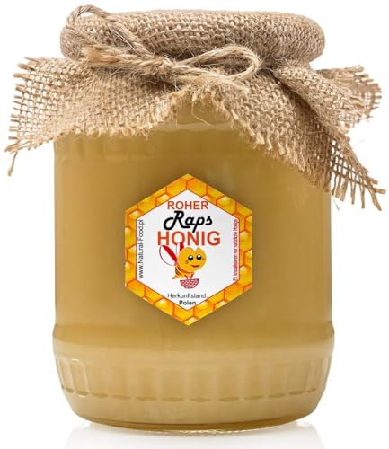 Natural Food Miel brut directement de l'apiculteur 1,1 KG MIEL DE RAPS Brut, naturel, très sain, sans additifs. Non filtré, non centrifugé et non chauffé.