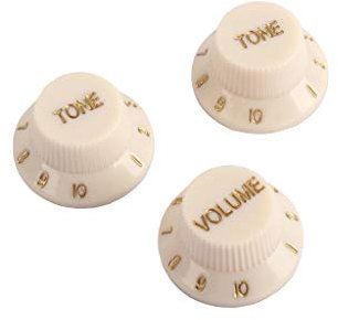 Alnicov Gitarren-Regler, 1 Volume, 2 Töne, passend für metrische Pole, kompatibel mit Fdstrat Stratocaster Style E-Gitarrenteilen (Cremegelb)