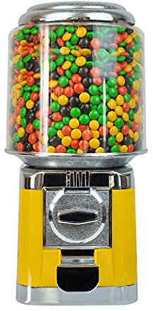 Candy Gumball Vending Machine Candy Dispenser, Commercial 1-inch Gumball Vending Machine with Keys, Automatic Candy Machine Dispenser for Gaming Stores (Yellow)