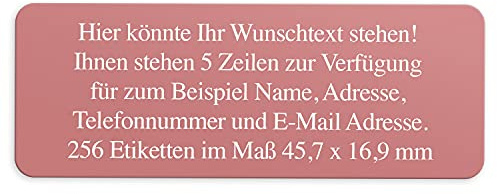 Adress-Aufkleber | PERSONALISIERT | 256 Stück | kleine Etiketten mit Wunsch-Text Rose 1 | Schrift Weiß | für Namen und Adressen