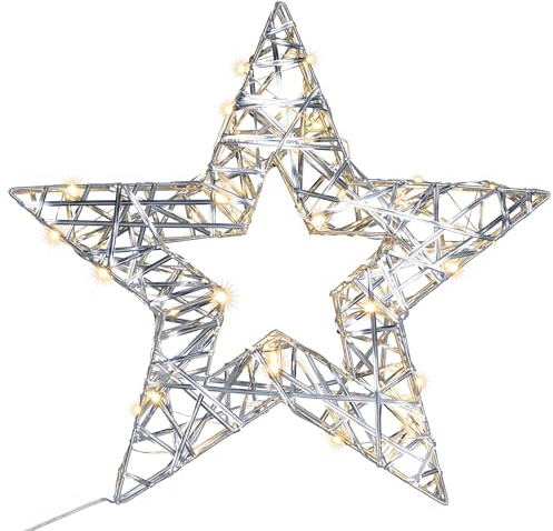 Weihnachtsstern 30 LED warm weiß Ø 40 cm Batterie Timer Fensterbild Fensterschmuck Weihnachtsdeko Dekostern Leuchtstern Adventsstern Xmas