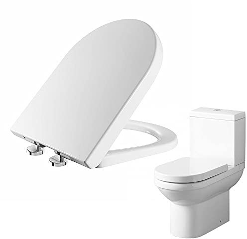 Siège de Toilette, Fermeture en douceur Abattant WC Familial, Lunette de Toilette en PP avec Siège Magnétique, Abattant de Toilette pour Adultes et Enfants, Forme de D (Blanc)