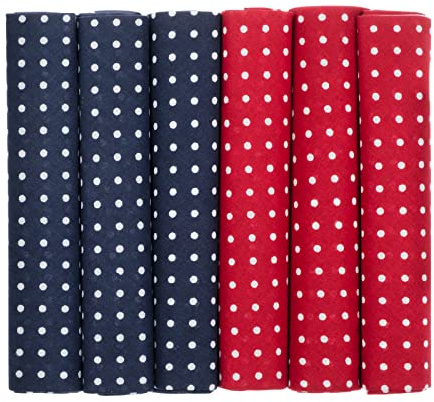 MANDITTIONS Packs of Spotted Cotton Handkerchiefs Navy Blue and Deep Red with White Spots