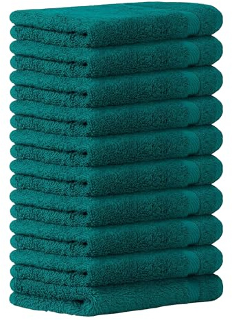 Luckytowel Seiftücher Set 30x30cm – Oeko-TEX kleine Waschlappen Set aus 100% Baumwolle mit 600 g/m² – mit Aufhängeschlaufe – flauschig & saugstark – Gästehandtücher 30x30 – 10er Pack Petrol